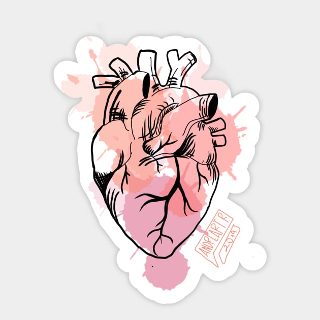 Corazon acuarela Sticker by andreart99